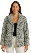 Women's One Button Faux Fur Lined Swing Jacket