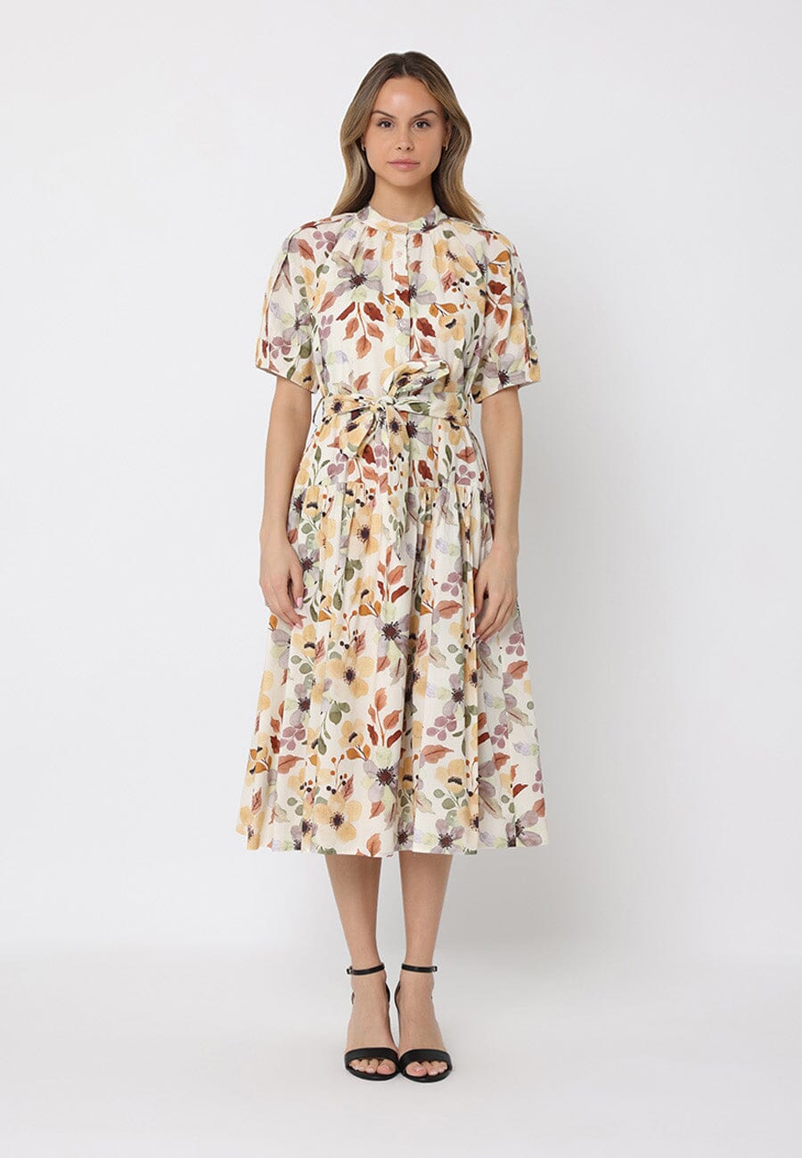 Gracia Fashion Women's Floral print belt dress