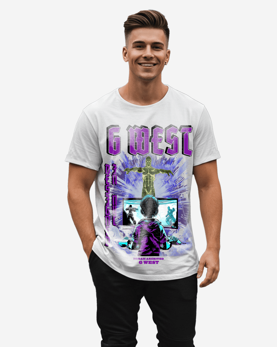 G West Game of G Baby Blue Black Oversized T-Shirt Mens